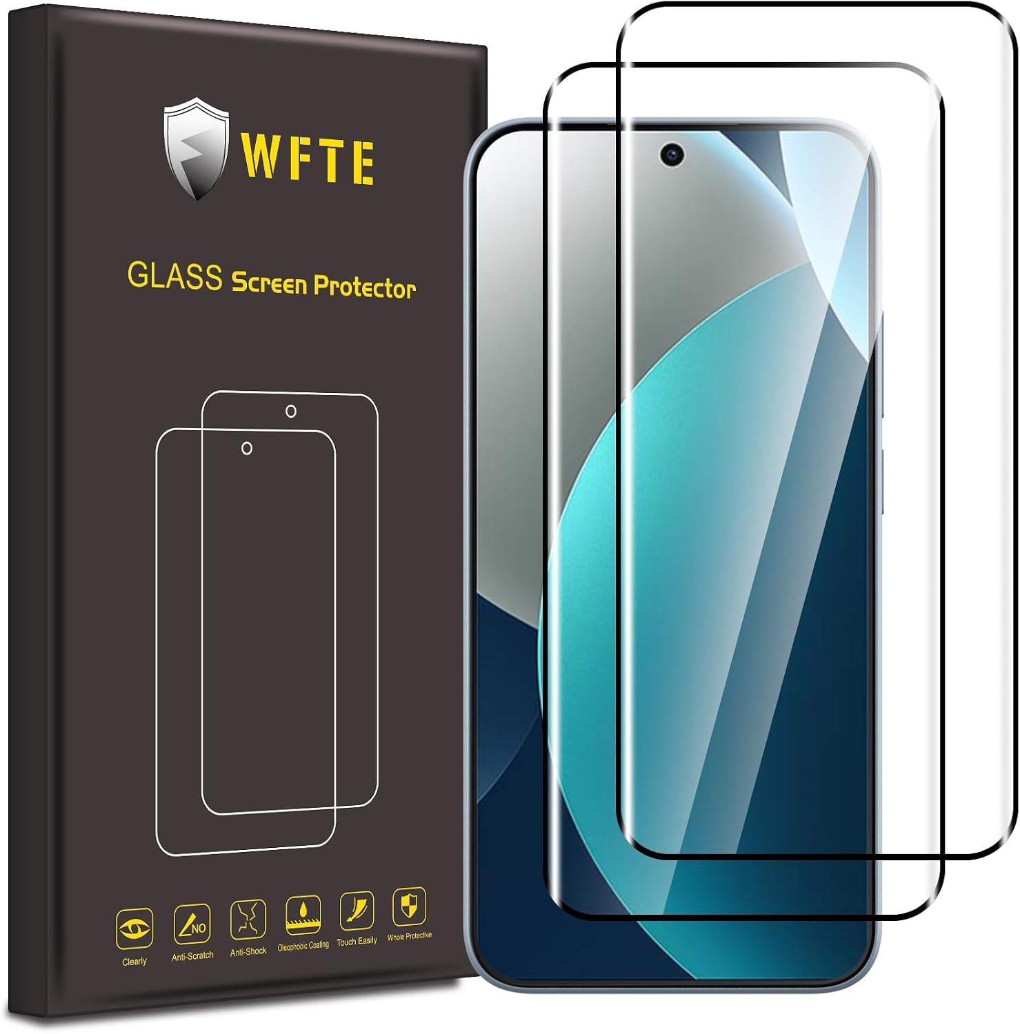 WFTE [2-Pack Protector de Pantalla para Xiaomi Redmi Note 15 Pro 4G,3D Cobertura máxima,9H Dureza,Huellas Dactilares Libre,Sin Burbujas,Cristal Templado de Pantalla Redmi Note 15 Pro (Negro)
