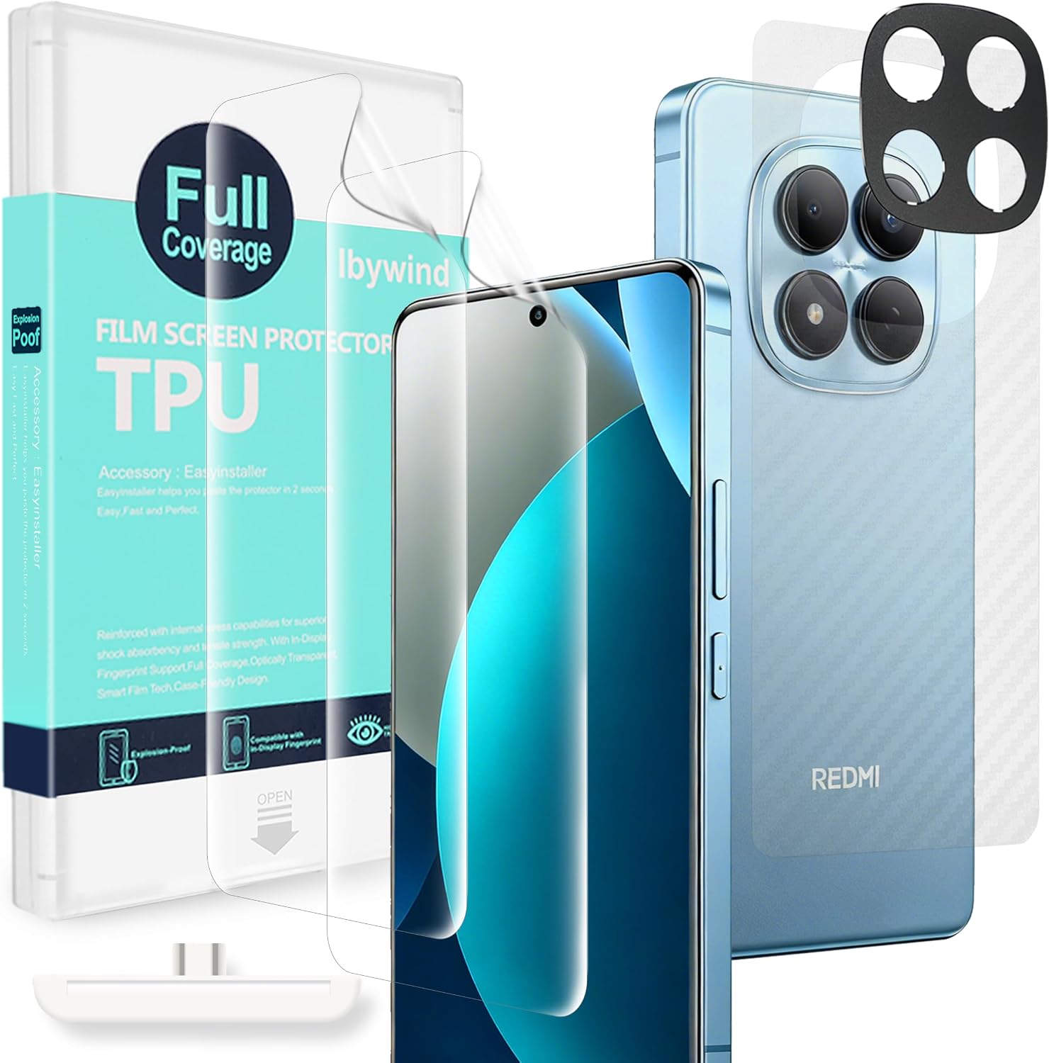 Ibywind Protector de Pantalla para Xiaomi Redmi Note 15 Pro 4G,2 Piezas Película de Hidrogel y Protector de Lente de Cámara,Fácil de Instalar,Compatible Detector Huellas,Anti Arañazos,Sin Burbujas
