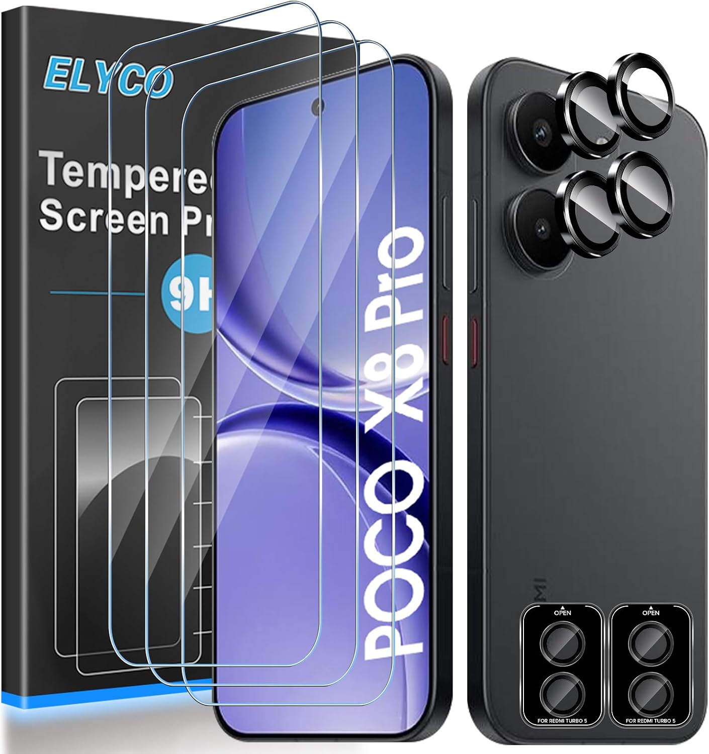 ELYCO protetor de vidro temperado para POCO X8 Pro