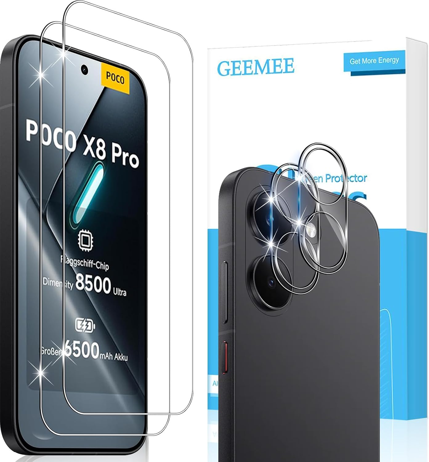GEEMEE protetor de vidro temperado para POCO X8 Pro