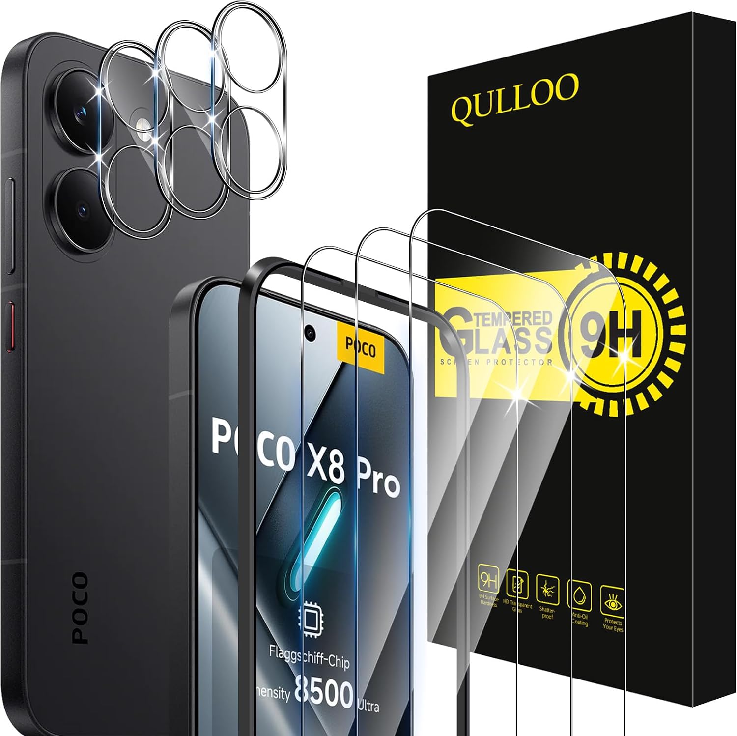 QULLOO protetor de vidro temperado para POCO X8 Pro — transparente