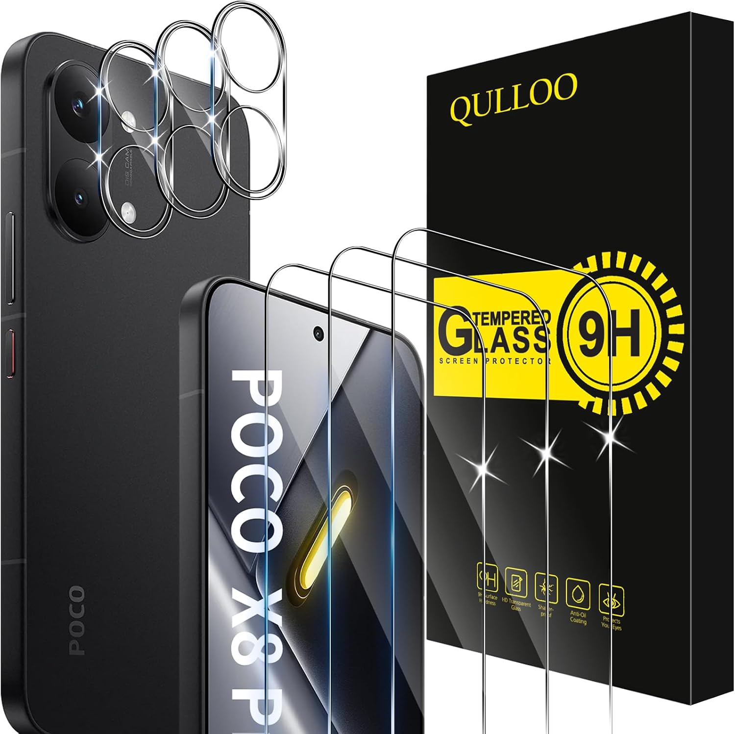 QULLOO protetor de vidro temperado para POCO X8 Pro Max — transparente