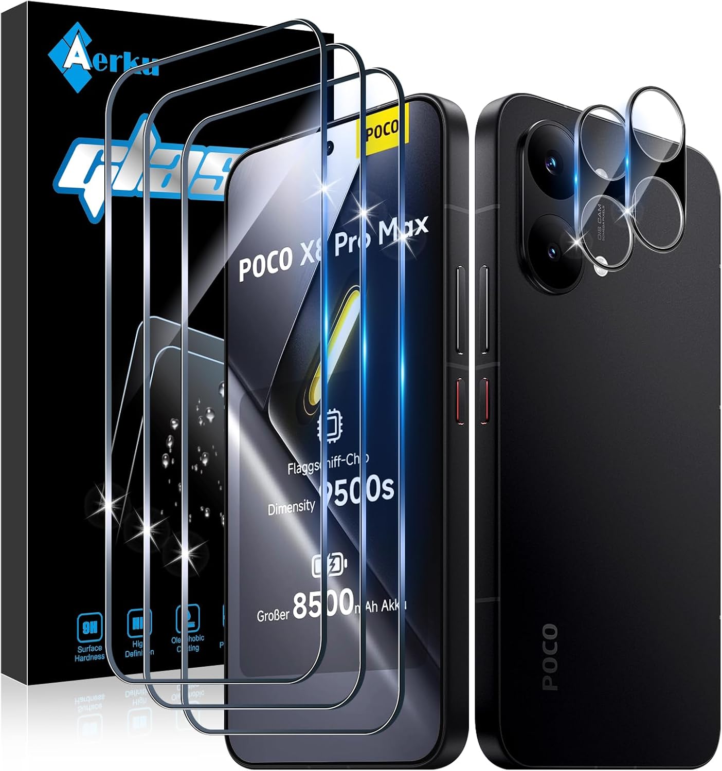 Aerku para POCO X8 Pro Max — vidro temperado 9H