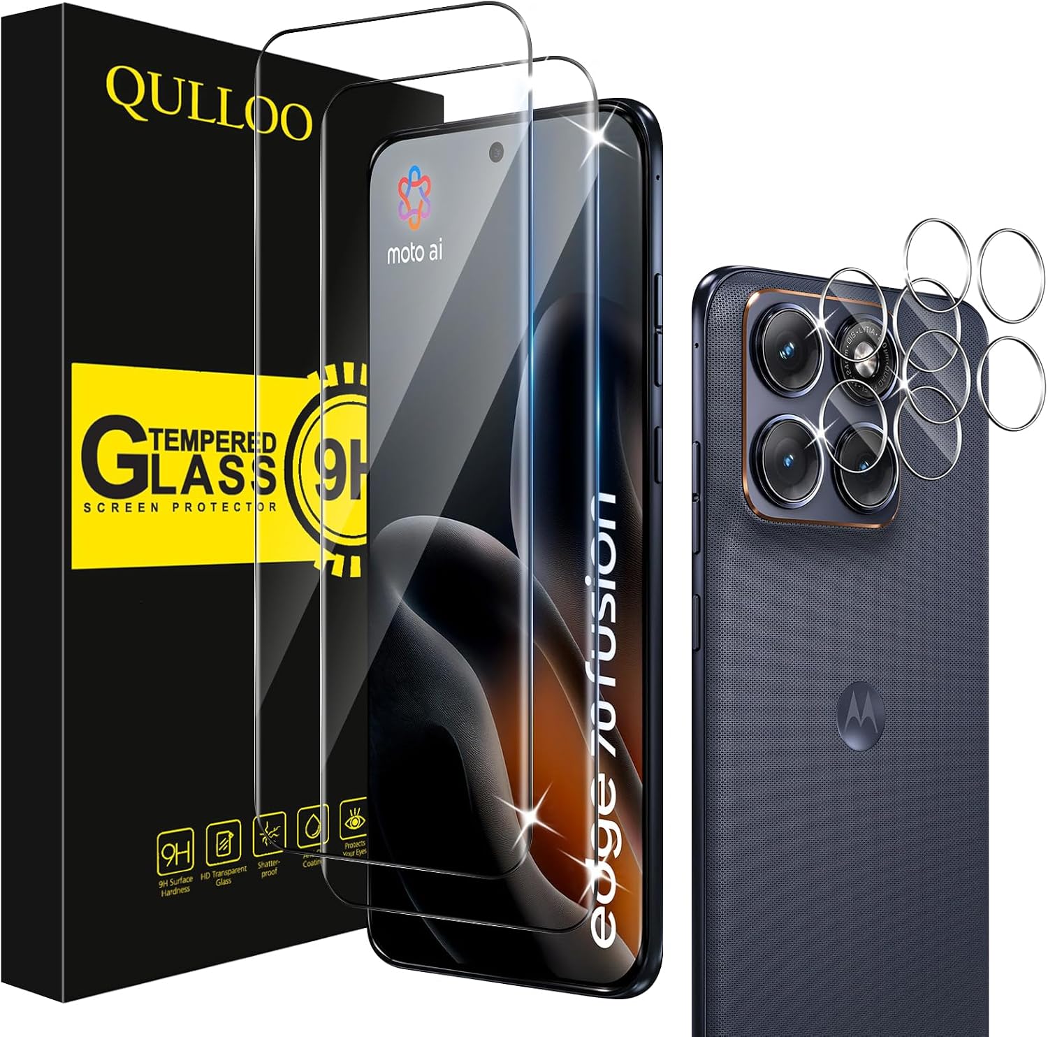 QULLOO — Protetor de vidro temperado para Motorola Edge 70 Fusion