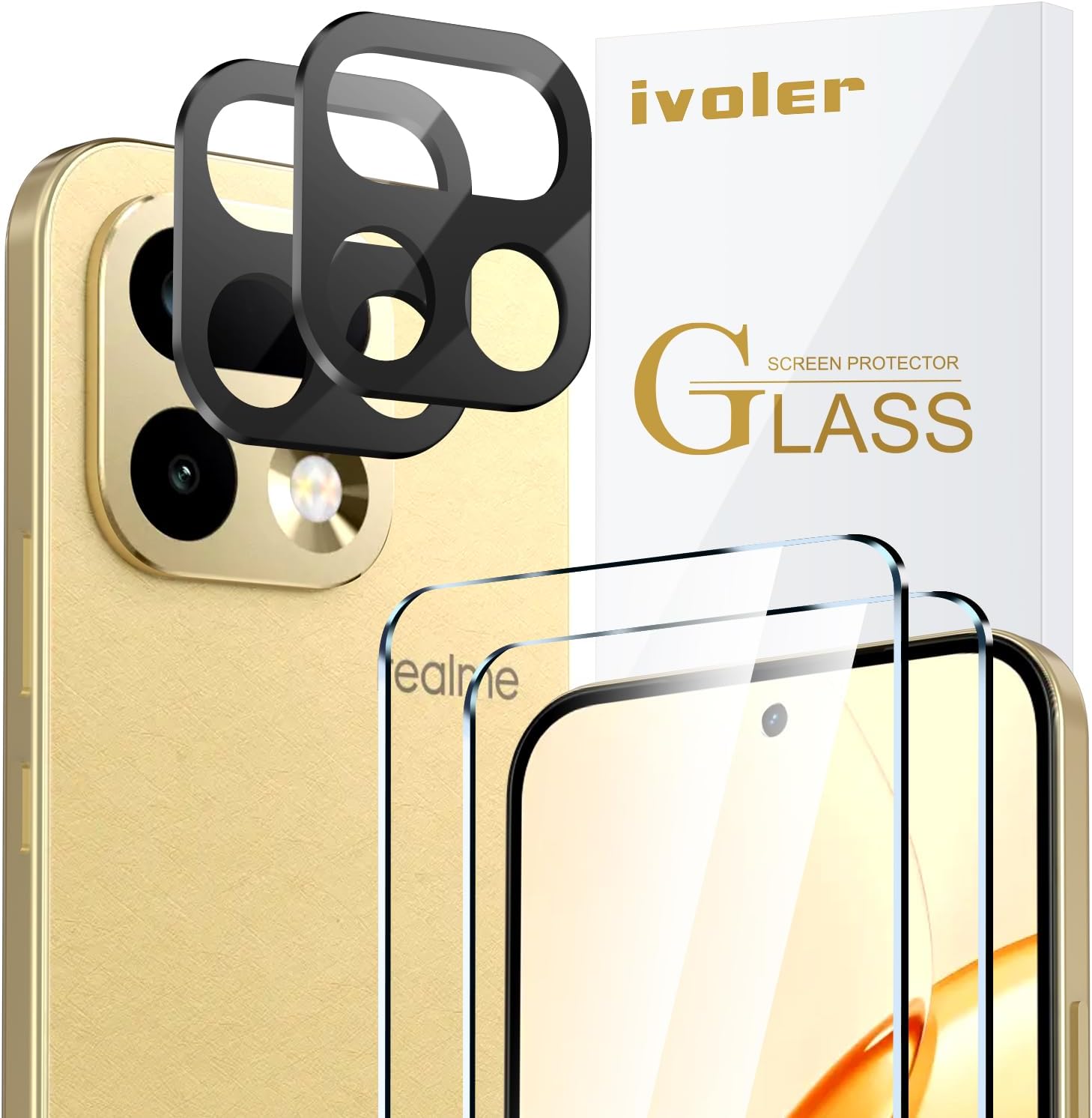 ivoler 2 Piezas Cristal Vidrio Templado Protector de Pantalla para Realme 16 Pro 5G, con 2 Piezas Protector de Lente de Cámara, 9H Dureza, Antiarañazos, Sin Burbujas