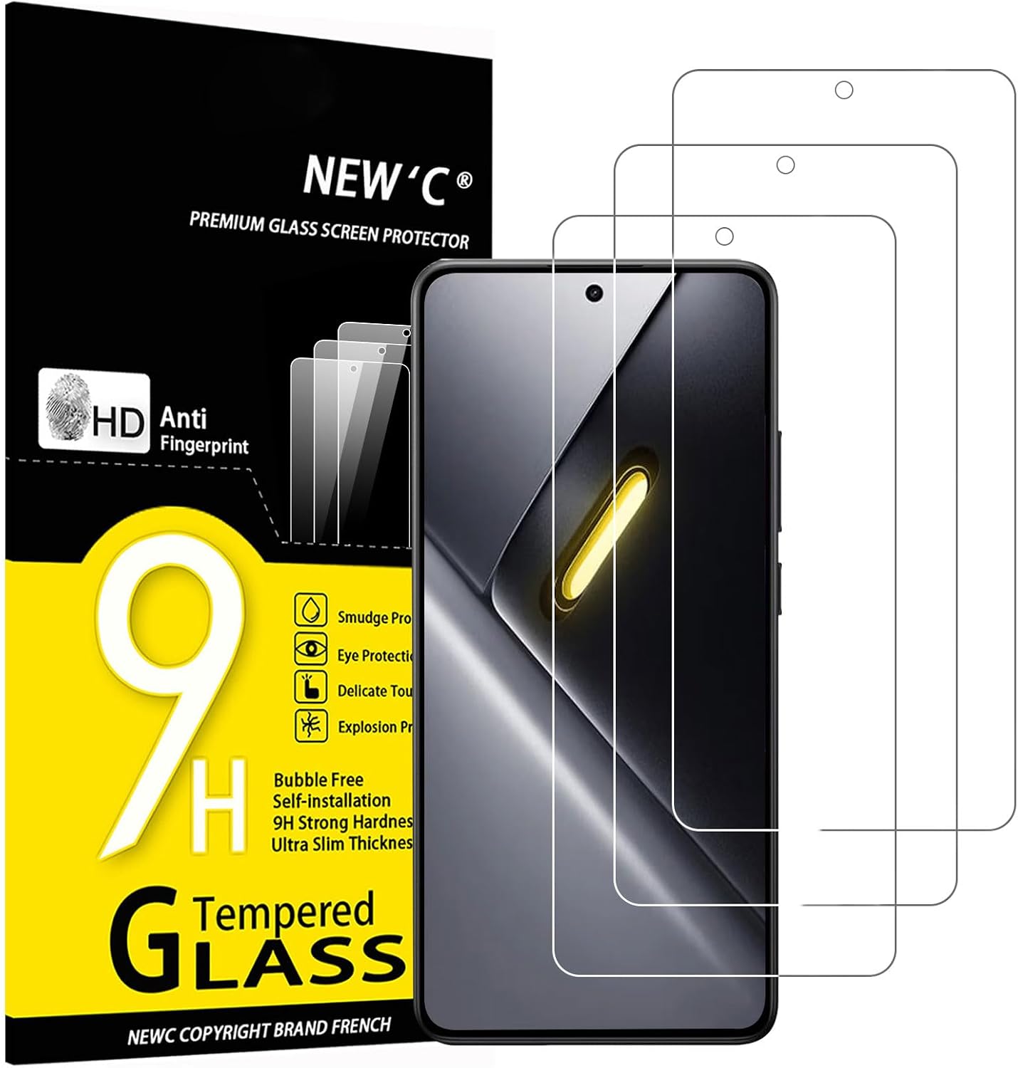 NEW'C protetor de vidro temperado para POCO X8 Pro Max — transparente