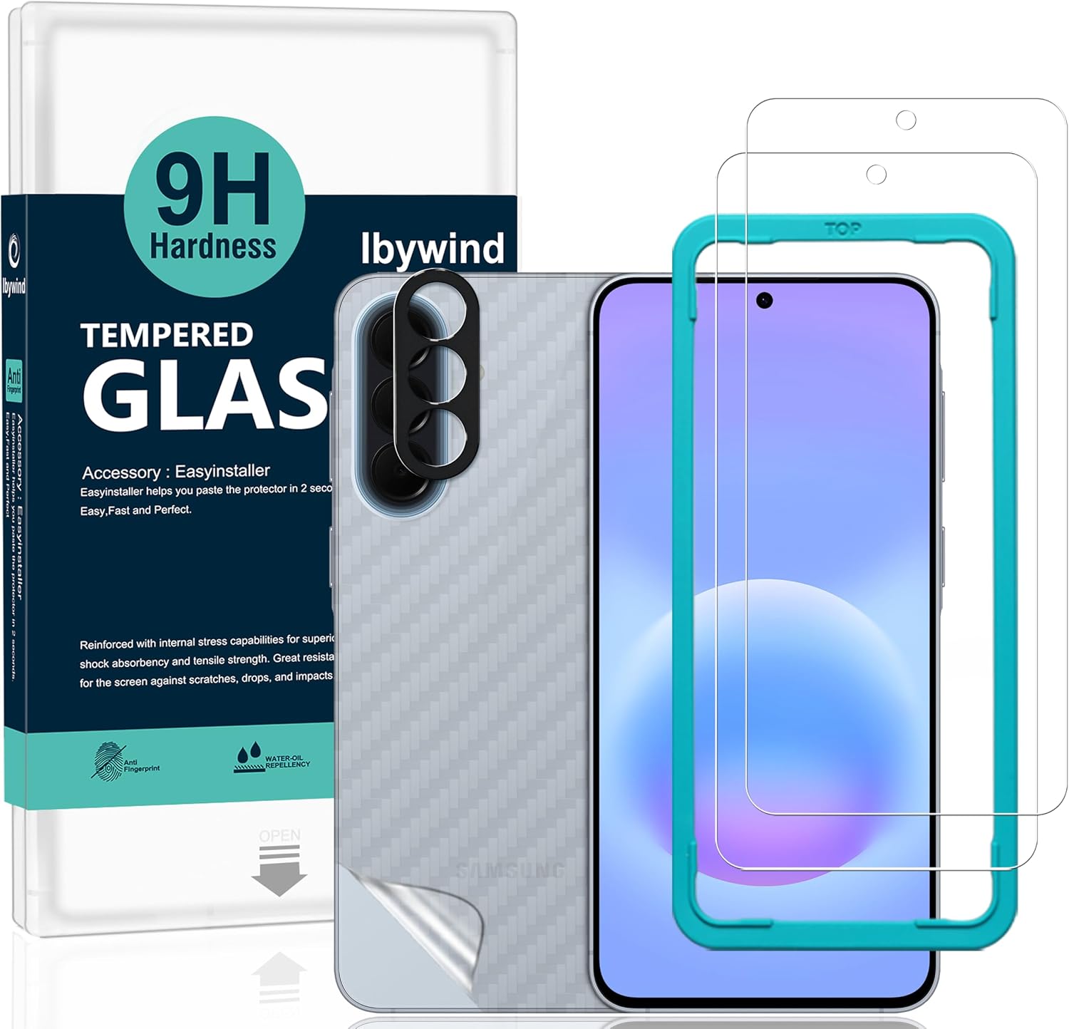 Ibywind Protector de Pantalla para Samsung Galaxy A57 5G,2 Piezas Dureza 9H Cristal Templado y Protector de Lente de Cámara,Fácil de Instalar,Compatible Detector Huellas,Anti Arañazos,Sin Burbujas