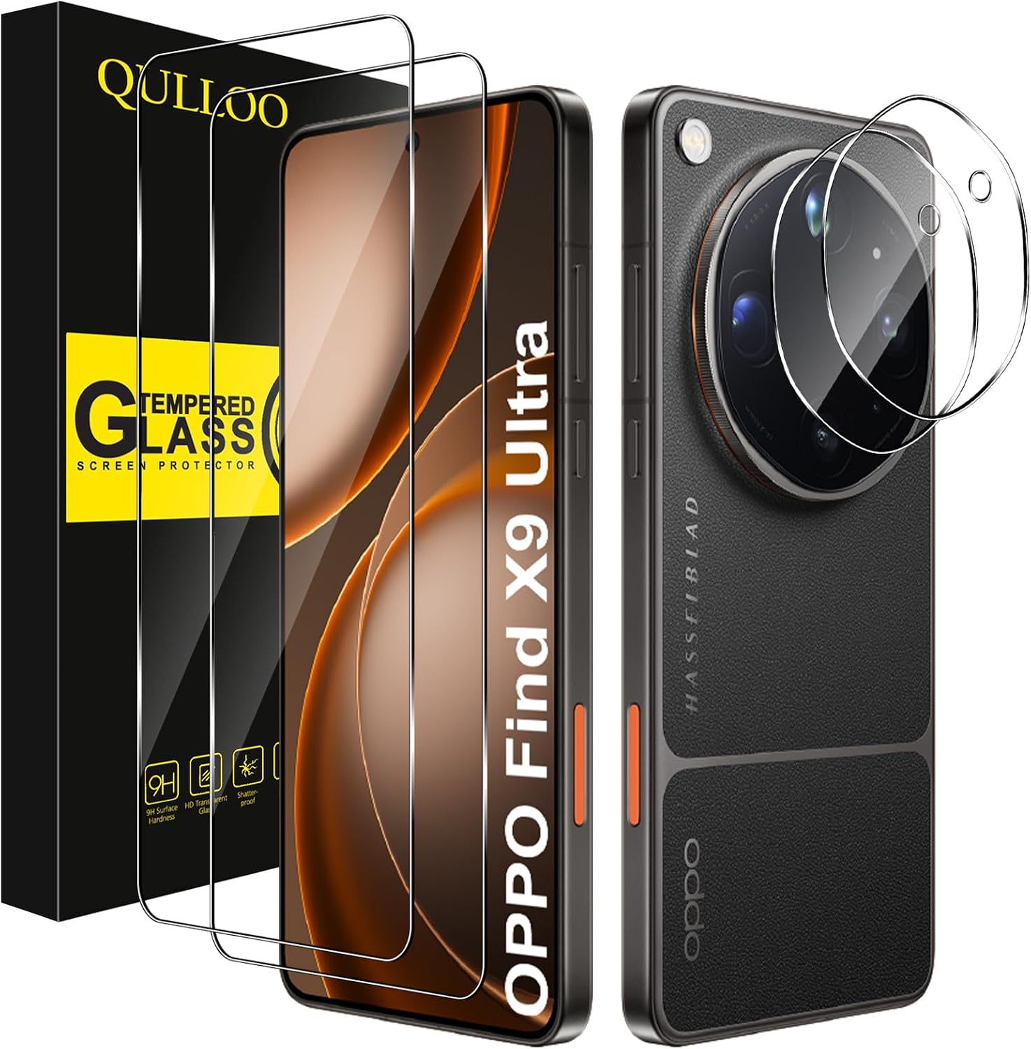 QULLOO para OPPO Find X9 Ultra — vidro 9H, conjunto 2+2