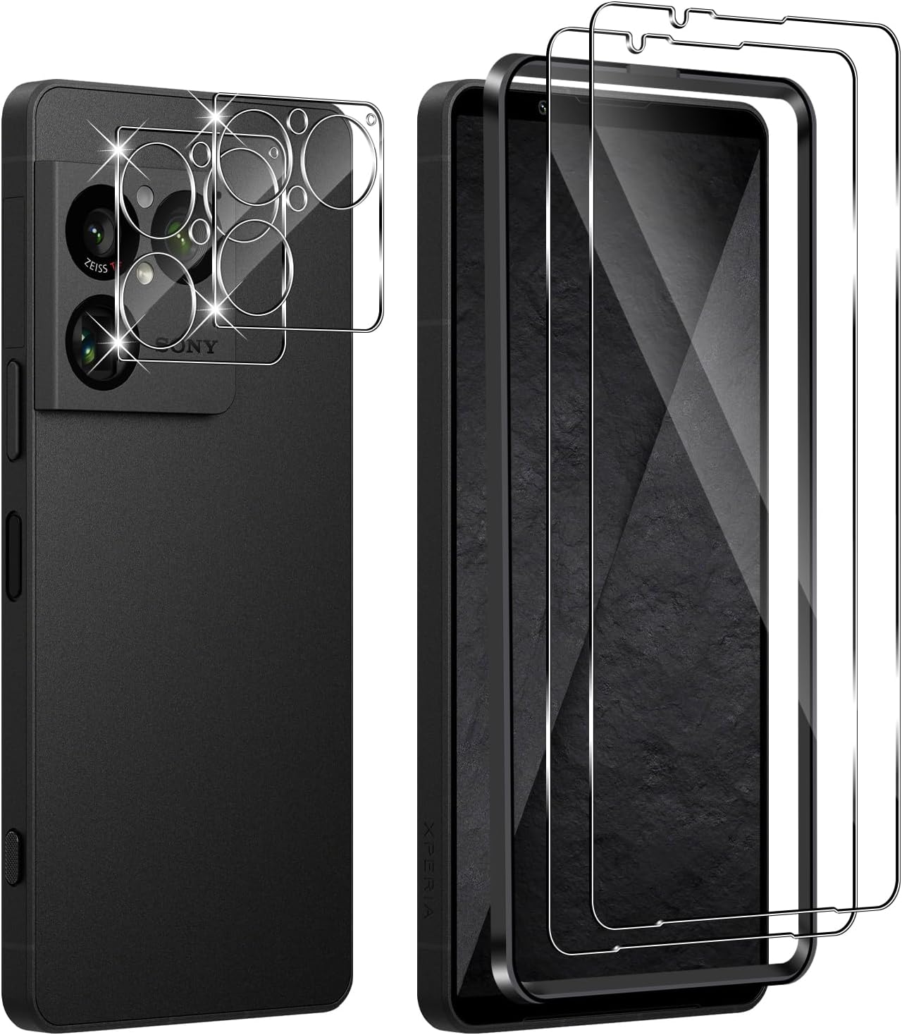 Holilo para Sony Xperia 1 VIII 5G / X1 VIII 5G Protector de Pantalla Cristal Templado + Protector cámara, 2+2 Piezas 9H Dureza Vidrio Templado Anti-Arañazos Sin Burbujas Glass Protector