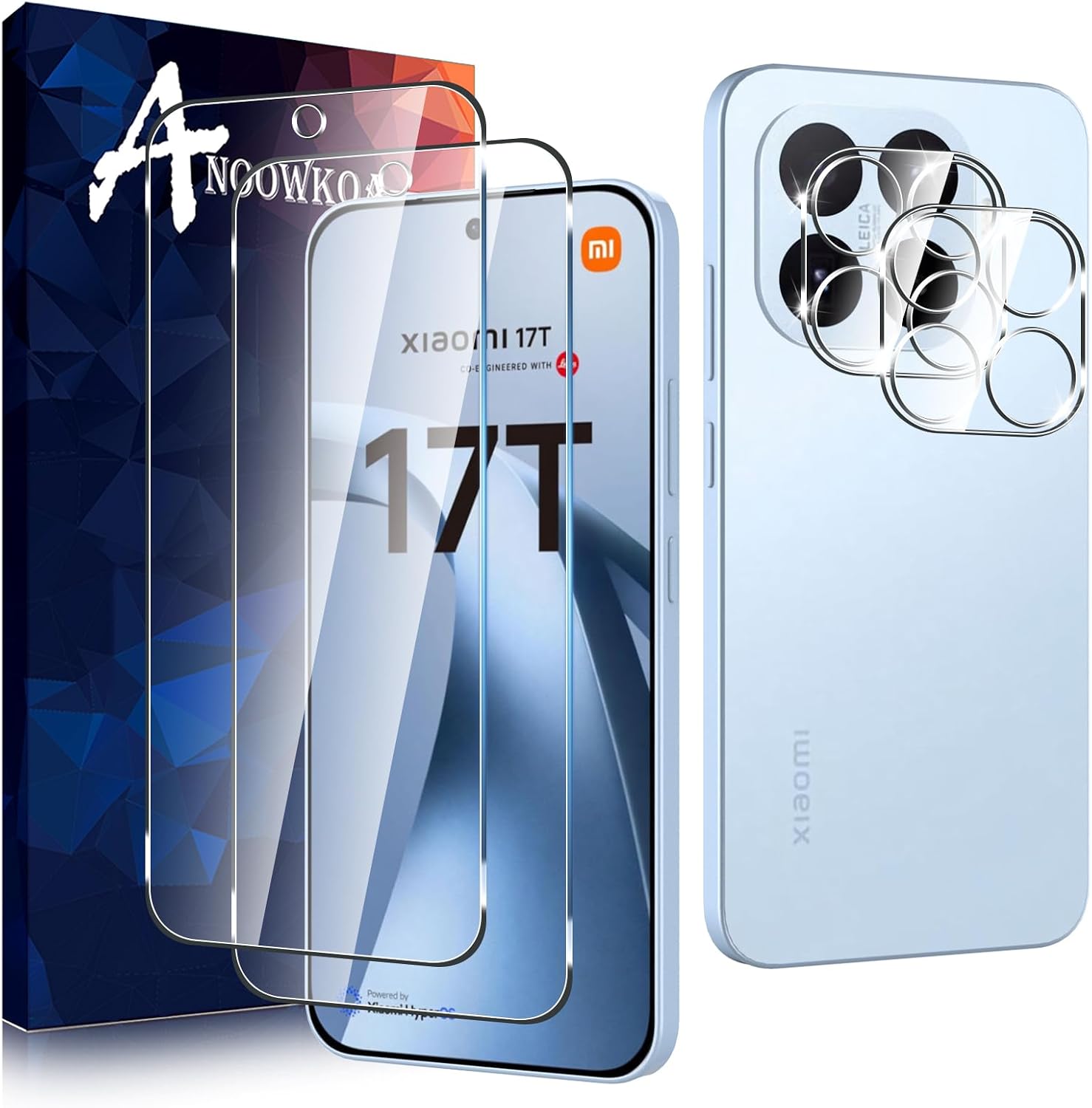 Anoowkoa 2 Piezas para Xiaomi 17T 5G Protector de Pantalla + 2 Piezas Protector de Lente de Cámara, protector de pantalla de vidrio templado, película protectora