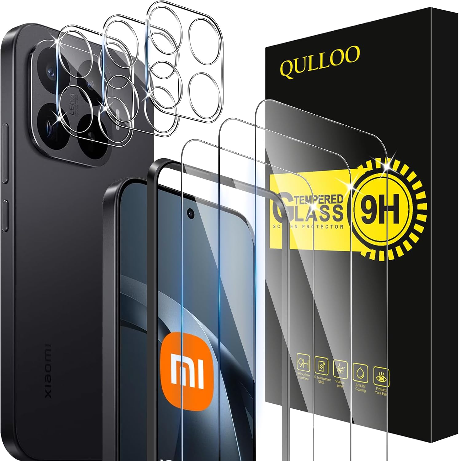 QULLOO Protector de Pantalla para Xiaomi Mi 17T 5G, 3 Piezas Cristal Templado y 3 Piezas Protector de Lente de Cámara, Dureza 9H Ultra Resistente Vidrio Templado