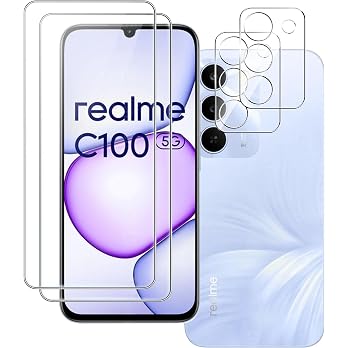 QUSRTMUE 2 Piezas Cristal Templado para Realme C100/C83/P4 Lite 5G | +2 piezas Protector de cámara