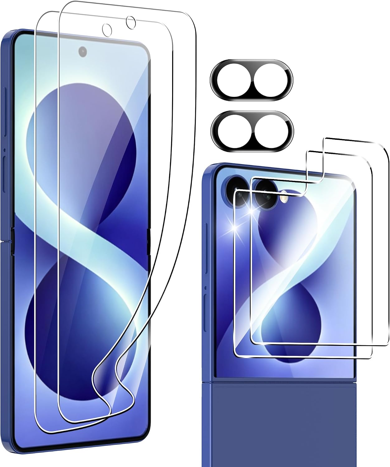 [2+2+2 Pack Protector Pantalla Compatible con Samsung Galaxy Z Flip 8, TPU Flexible, Ultra Delgado, Sin Burbujas, Película Flexible, Fácil de Instalar