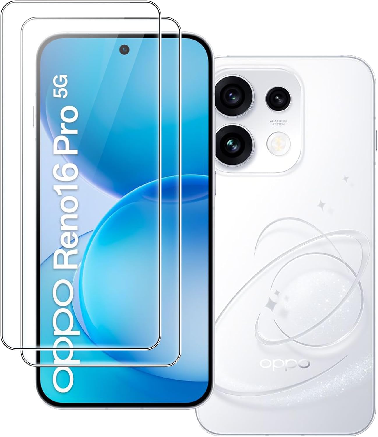 QUSRTMUE protetor de vidro temperado para OPPO Reno16 5G / OPPO Reno16 Pro 5G — transparente