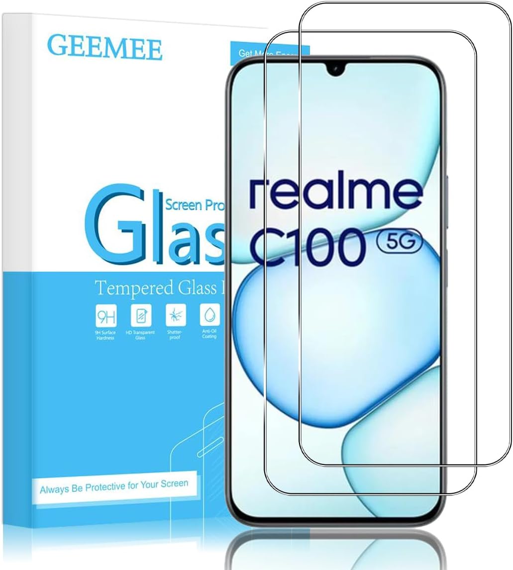 para Realme C100 5G/C100X/Realme P4 Lite 4G/realme P4X 4G Protector de Pantalla 2 Piezas 9H Cristal Templado Película Vidrio Templado, HD Instalación Rápida Glass