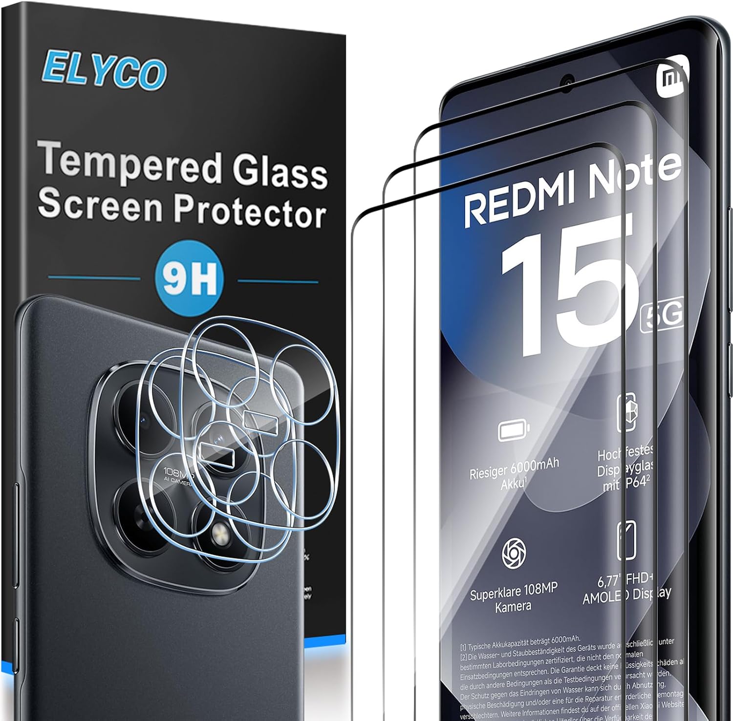 ELYCO protetor de vidro temperado para POCO M8 5G
