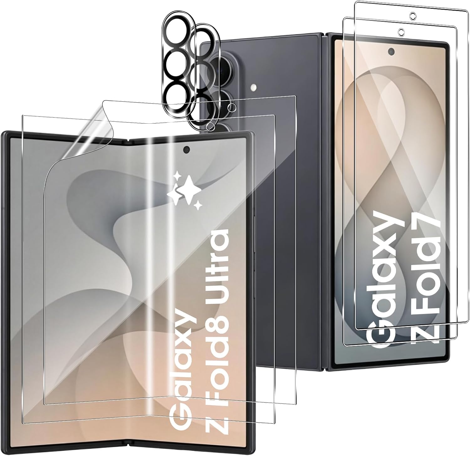 Protector de pantalla para Samsung Galaxy Z Fold 8 Ultra, 2 unidades, con hidrogel suave y protector de cámara, dureza 9H, cristal transparente HD para Z Fold8 Ultra