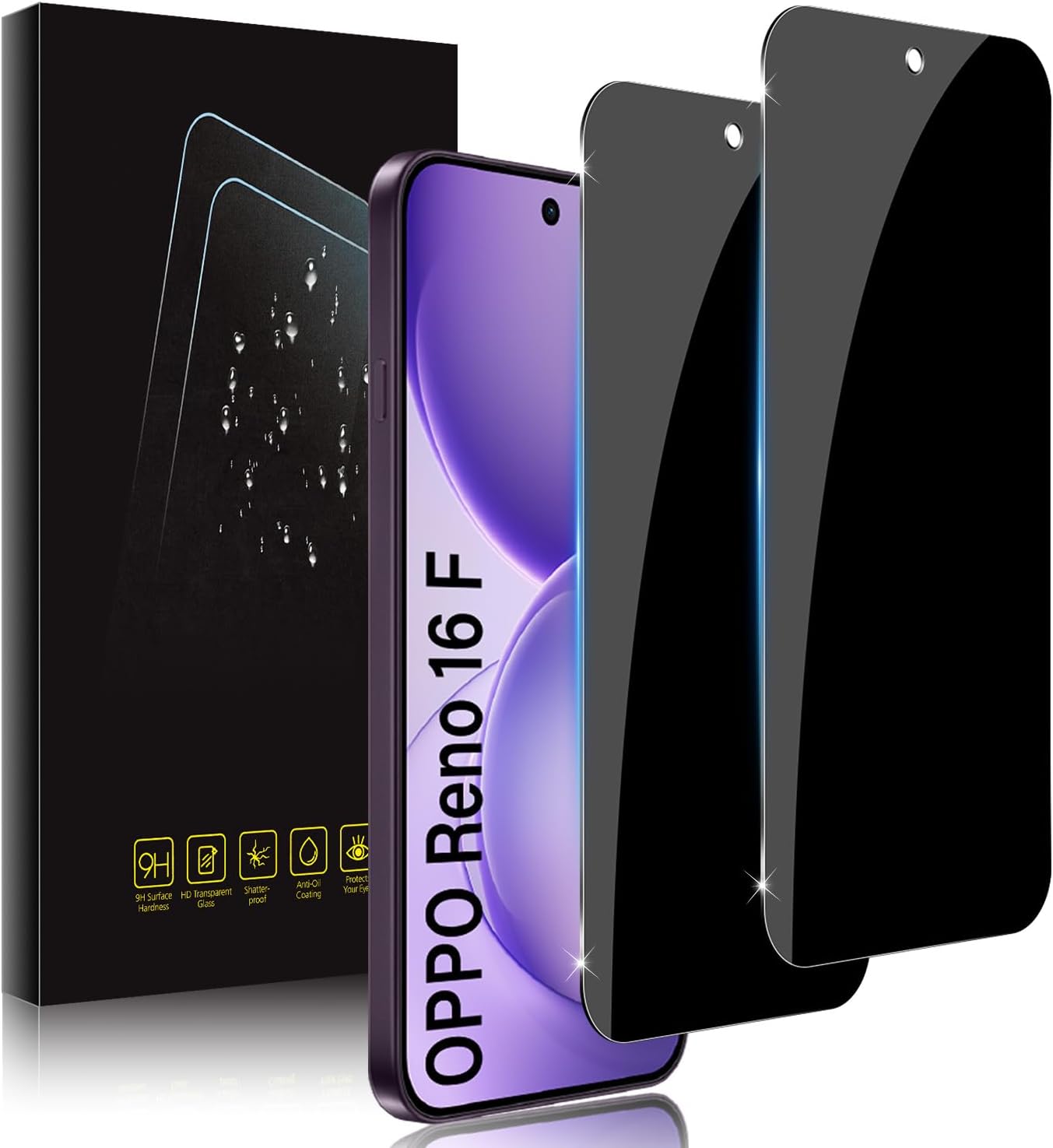Holilo protetor de vidro temperado com filtro de privacidade para OPPO Reno16 F 5G / OPPO Reno16 FS 5G