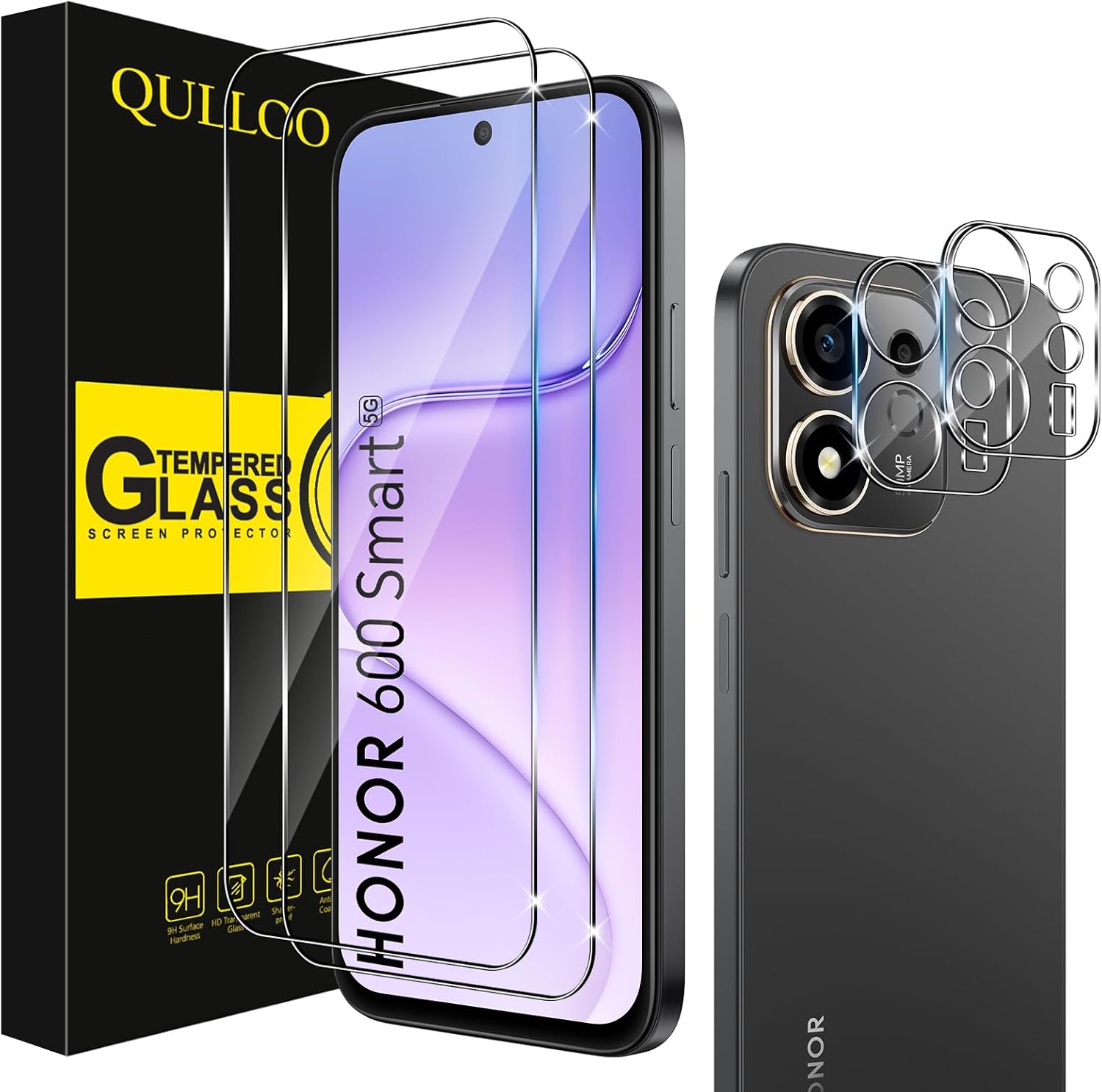 QULLOO — Protetor de vidro temperado para HONOR 600 Smart 5G