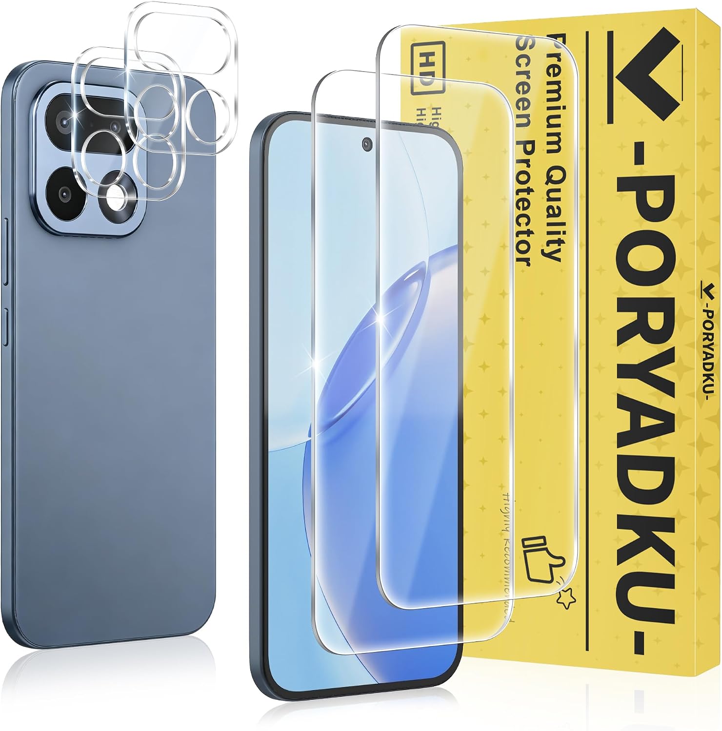 Protector de Pantalla para Realme 16 Pro 5G, Película de Vidrio Templado 2 Piezas+ Protector de Lente de Cámara 2 Piezas, 9H Dureza, Antihuellas, HD Clara, Sin Burbujas