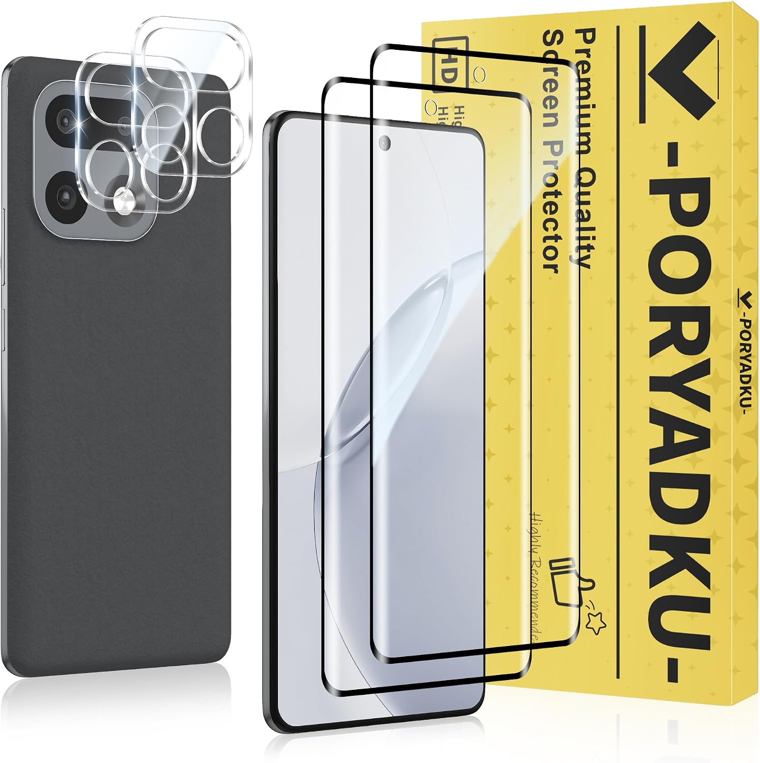 Protector de Pantalla para Realme 16 Pro Plus 5G / 16 Pro+ 5G, Película de Vidrio Templado 2 Piezas+ Protector de Lente de Cámara 2 Piezas, 9H Dureza, Antihuellas, HD Clara, Sin Burbujas