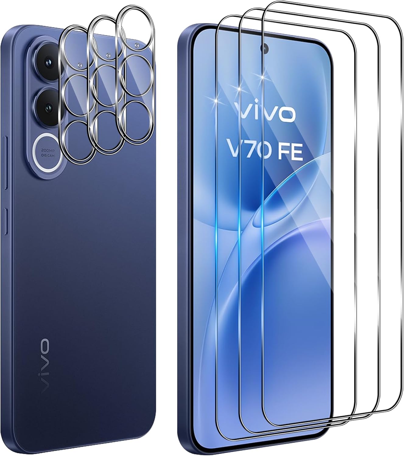 Funrae — proteção de ecrã e câmara para Vivo V70 FE