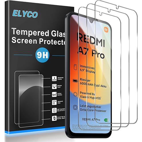 ELYCO Cristal Templado para Xiaomi Redmi A7 Pro/POCO C81 Pro 4G | 3 Piezas Protector de Pantalla, 9H Dureza Anti-Rasguños Protector Pantalla, Sin Burbujas Vidrio Templado