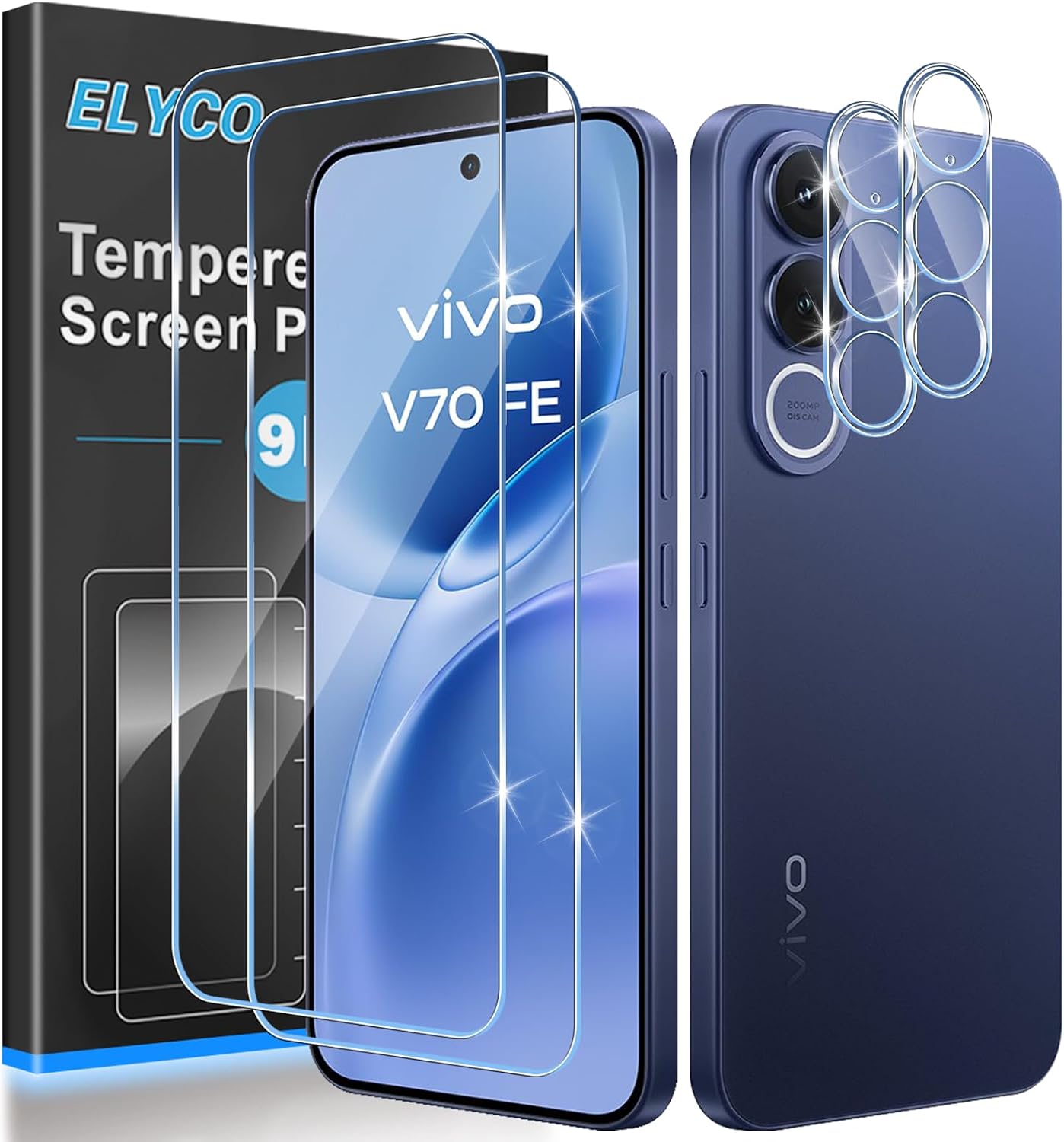 ELYCO — proteção de ecrã e câmara para Vivo V70 FE