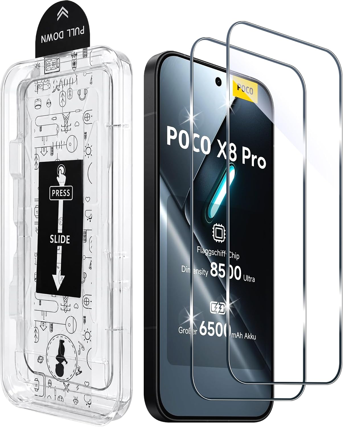 Aerku protetor de vidro temperado para POCO X8 Pro — transparente