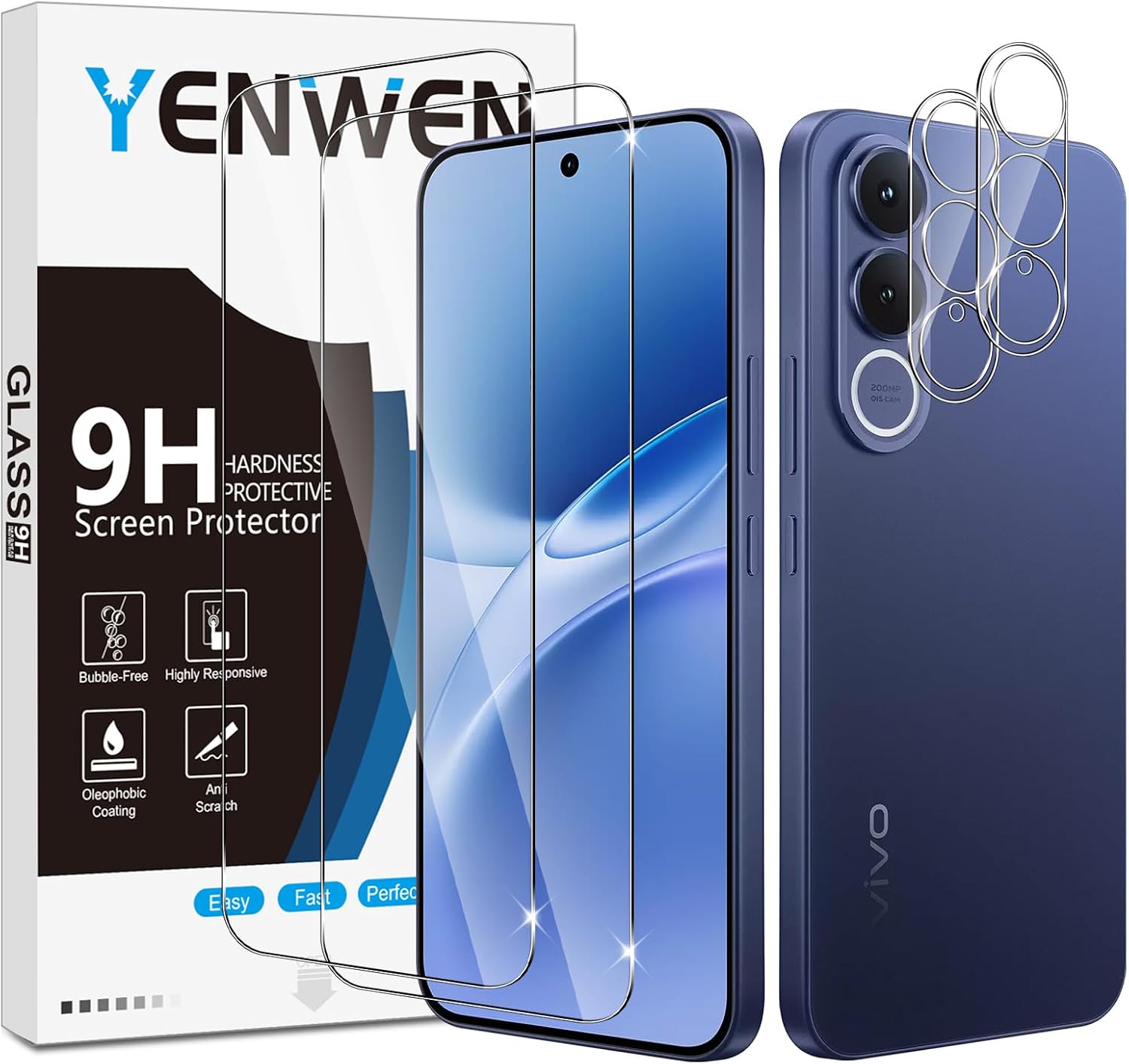 Yenwen — proteção de ecrã e câmara para Vivo V70 FE