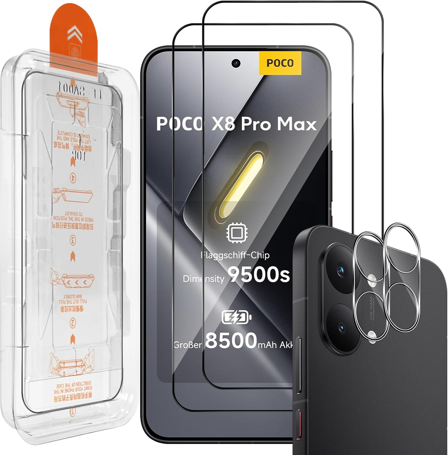 Xunzii para POCO X8 Pro Max — 2 películas e proteção de câmaras