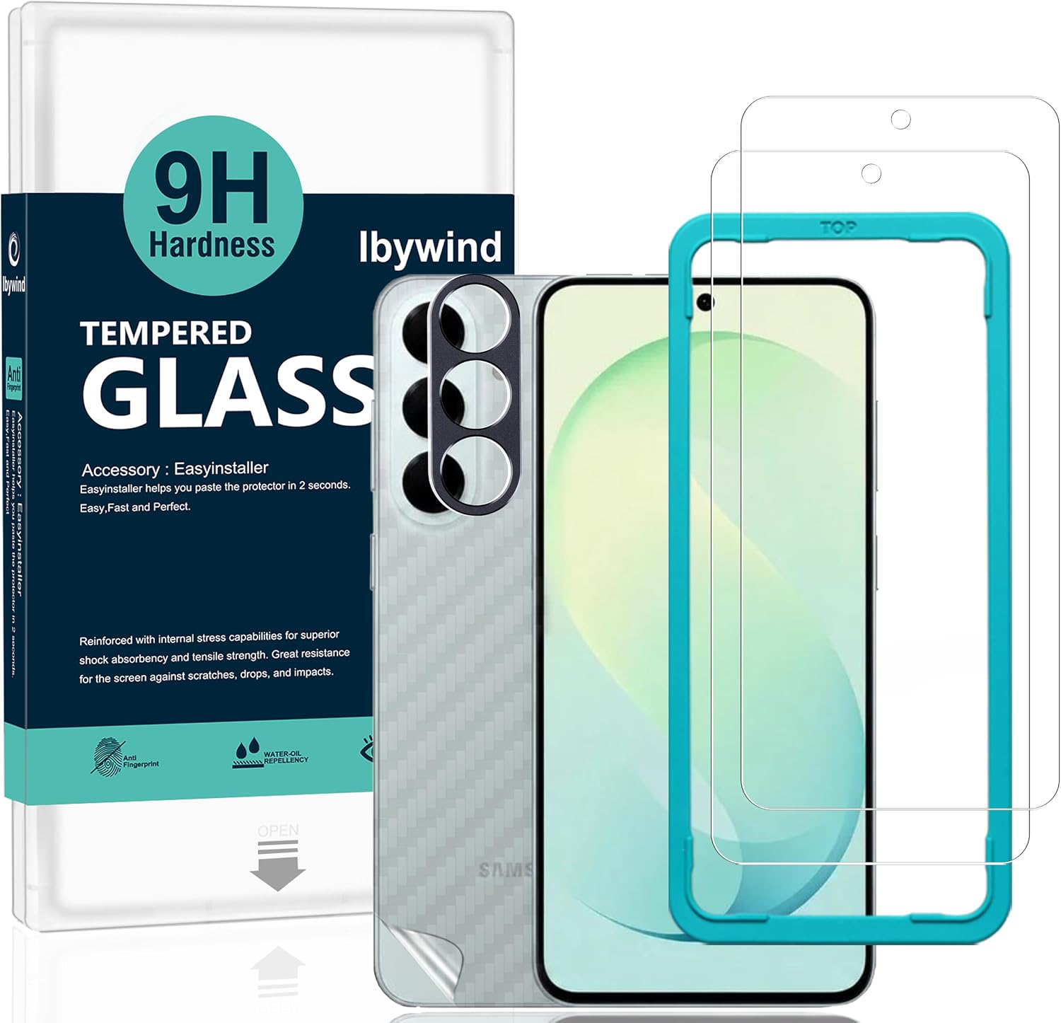 Ibywind Protector de Pantalla para Samsung Galaxy S26 FE 5G,2 Piezas Dureza 9H Cristal Templado y Protector de Lente de Cámara,Fácil de Instalar,Compatible Detector Huellas,Anti Arañazos,Sin Burbujas