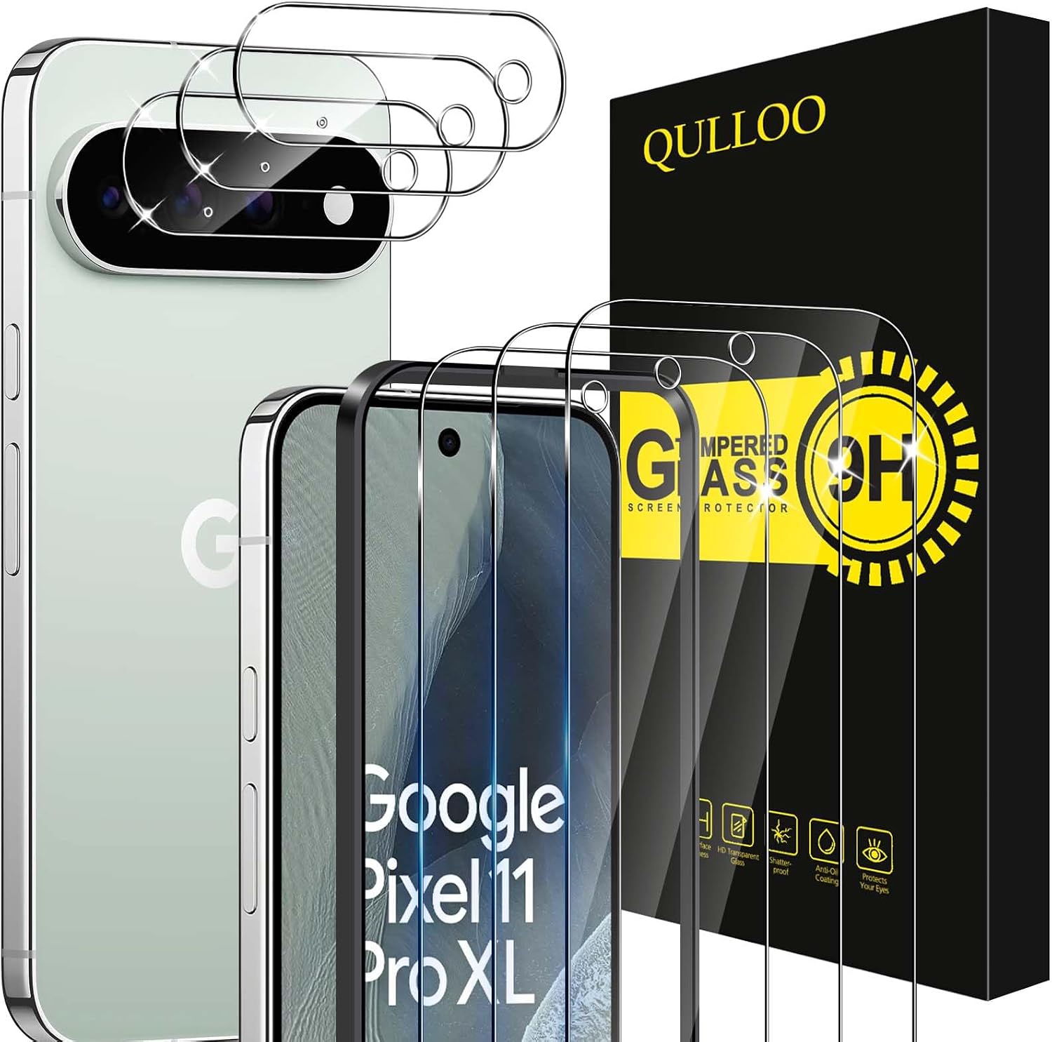 QULLOO para Google Pixel 11 Pro XL — 3 películas de 0,33 mm