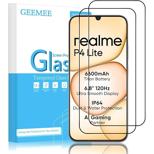 GEEMEE para Realme C100 5G/C100X/Realme P4 Lite 4G/realme P4X 4G Protector de Pantalla-Negro, 2 Piezas 9H Cristal Templado Película Vidrio Templado, HD Instalación Rápida Glass