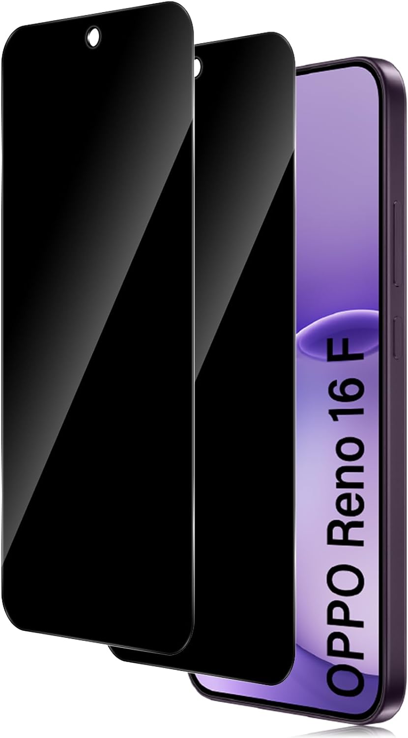 TuFun protetor de vidro temperado com filtro de privacidade para OPPO Reno16 F 5G / OPPO Reno16 FS 5G — preto