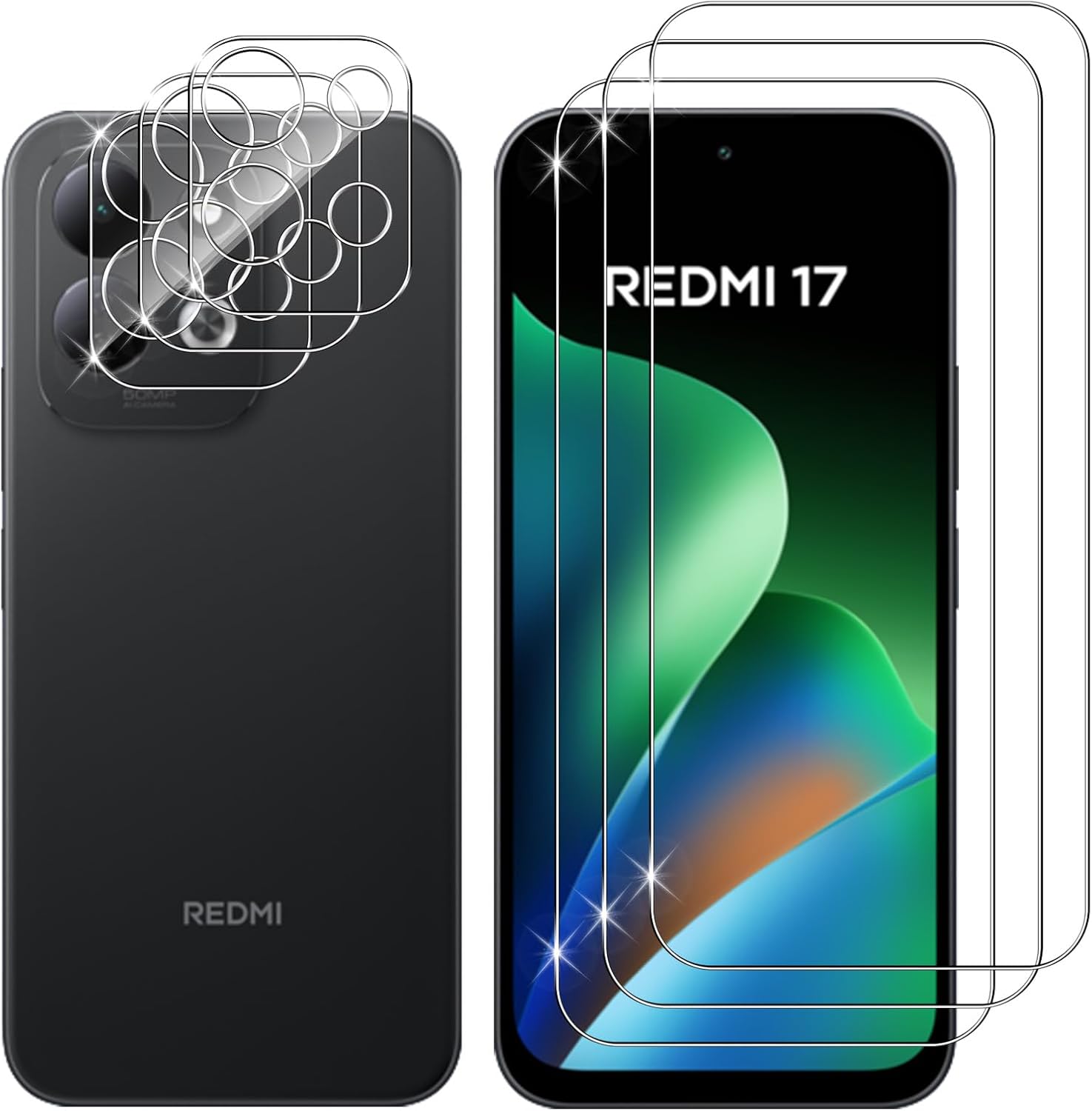 Lutree para Xiaomi Redmi 17 5G/ 4G Cristal Templado, 3+3 Piezas
