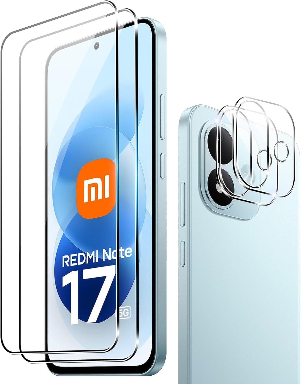 Fitudoos para Xiaomi Redmi Note 17 4G/5G Cristal Templado Protector de Pantalla[2 Piezas]+Protector de Lente de Cámara[2 Piezas], [9H Dureza] [Resistente a Arañazos].