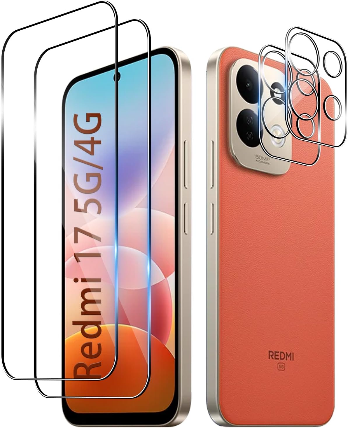 Bihizei Protector de Pantalla para Xiaomi Redmi 17 4G/5G, Vidrio Templado