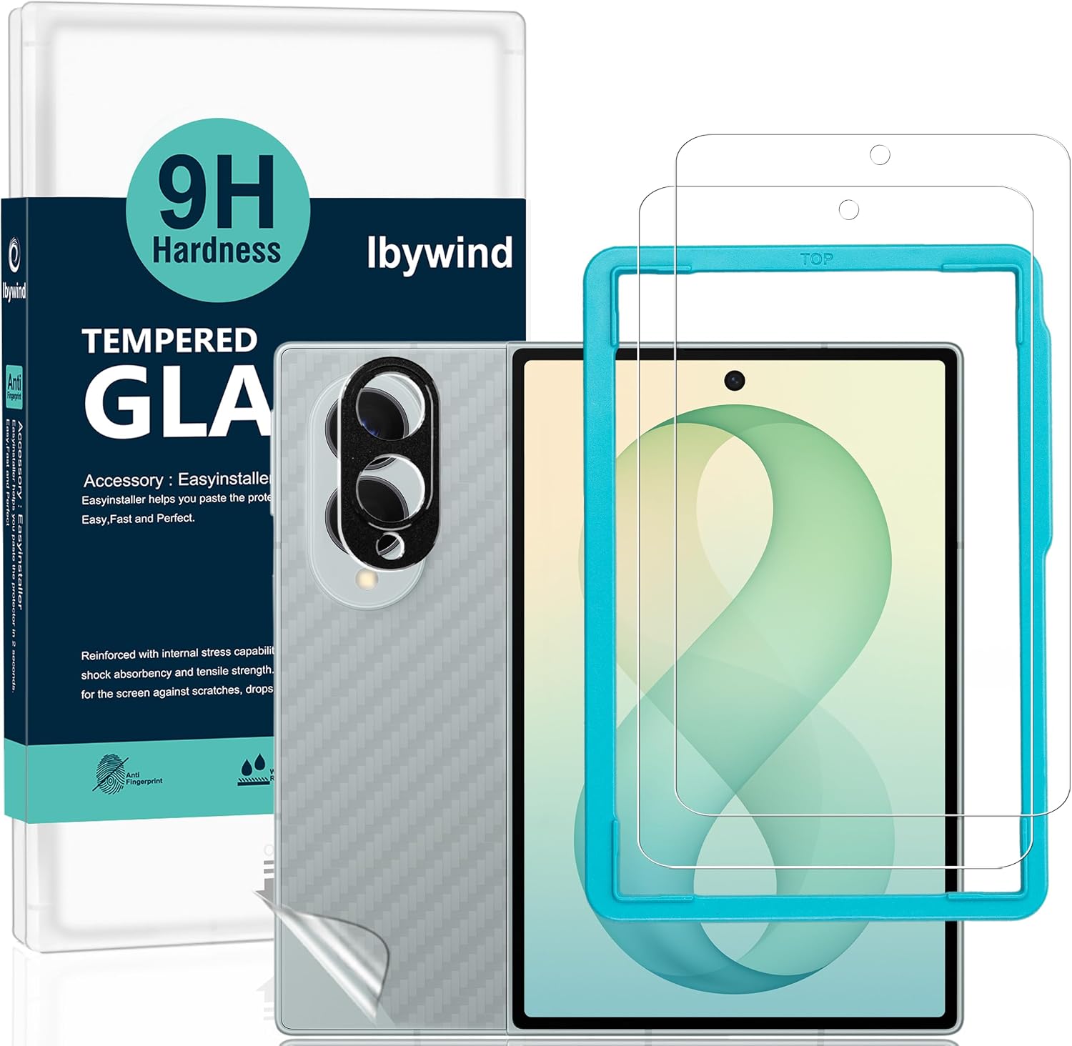 Ibywind Protector de Pantalla para Samsung Galaxy Z Fold8 5G,2 Piezas Dureza 9H Cristal Templado y Protector de Lente de Cámara,Fácil de Instalar,Compatible Detector Huellas,Anti Arañazos