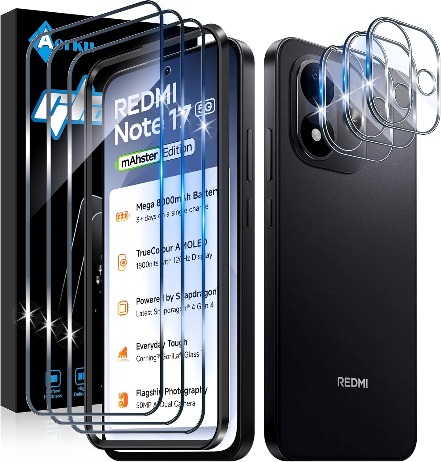 Aerku Protector Pantalla para Xiaomi Redmi Note 17 4G/5G & Protector Cámara