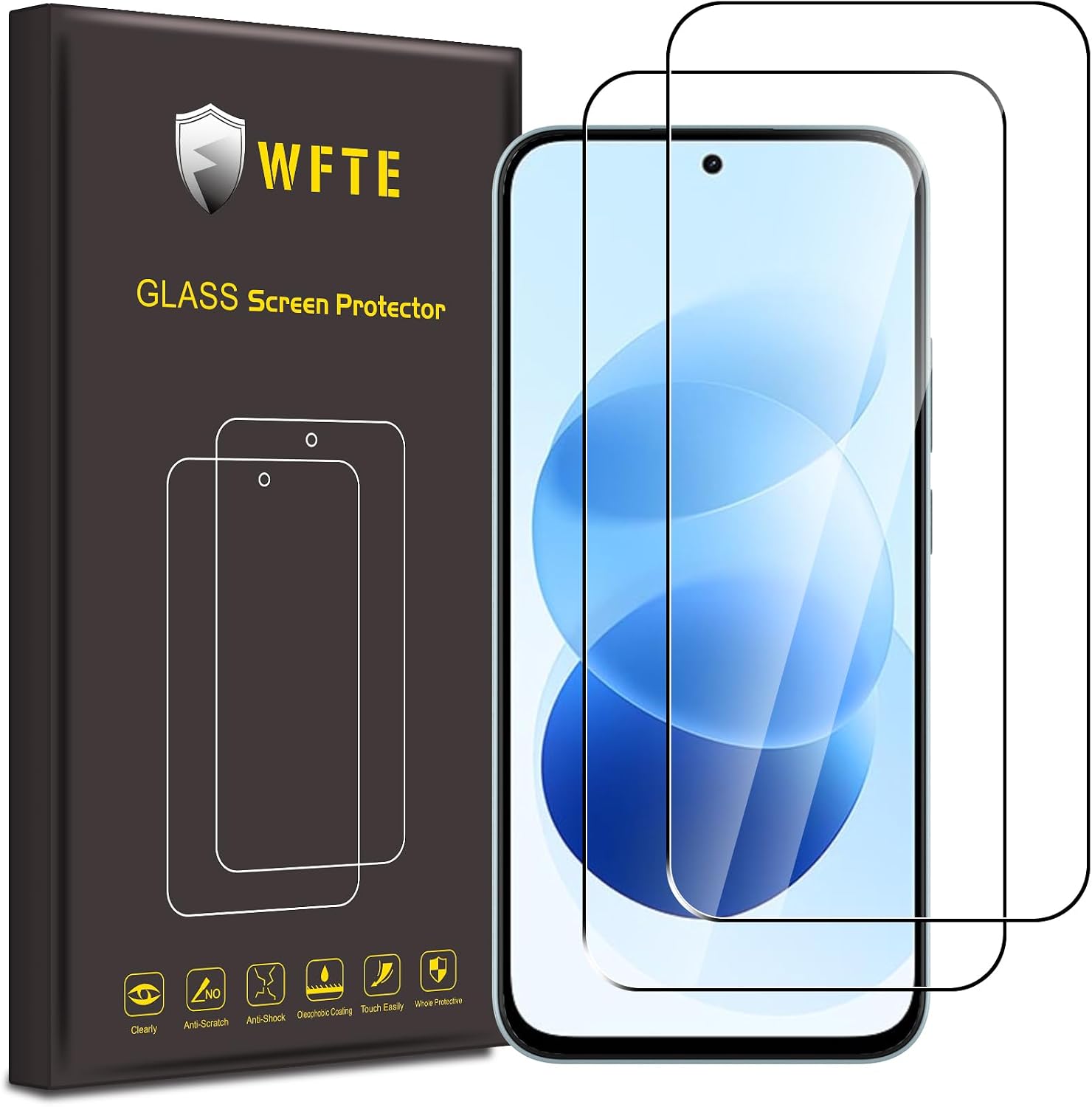 WFTE [2-Pack Protector de Pantalla para Xiaomi Redmi Note 17/Redmi 17 4G/5G,Dureza 9H,Huellas Dactilares Libre,Sin Burbujas,Cristal Templado Protector de Pantalla para Redmi 17 5G