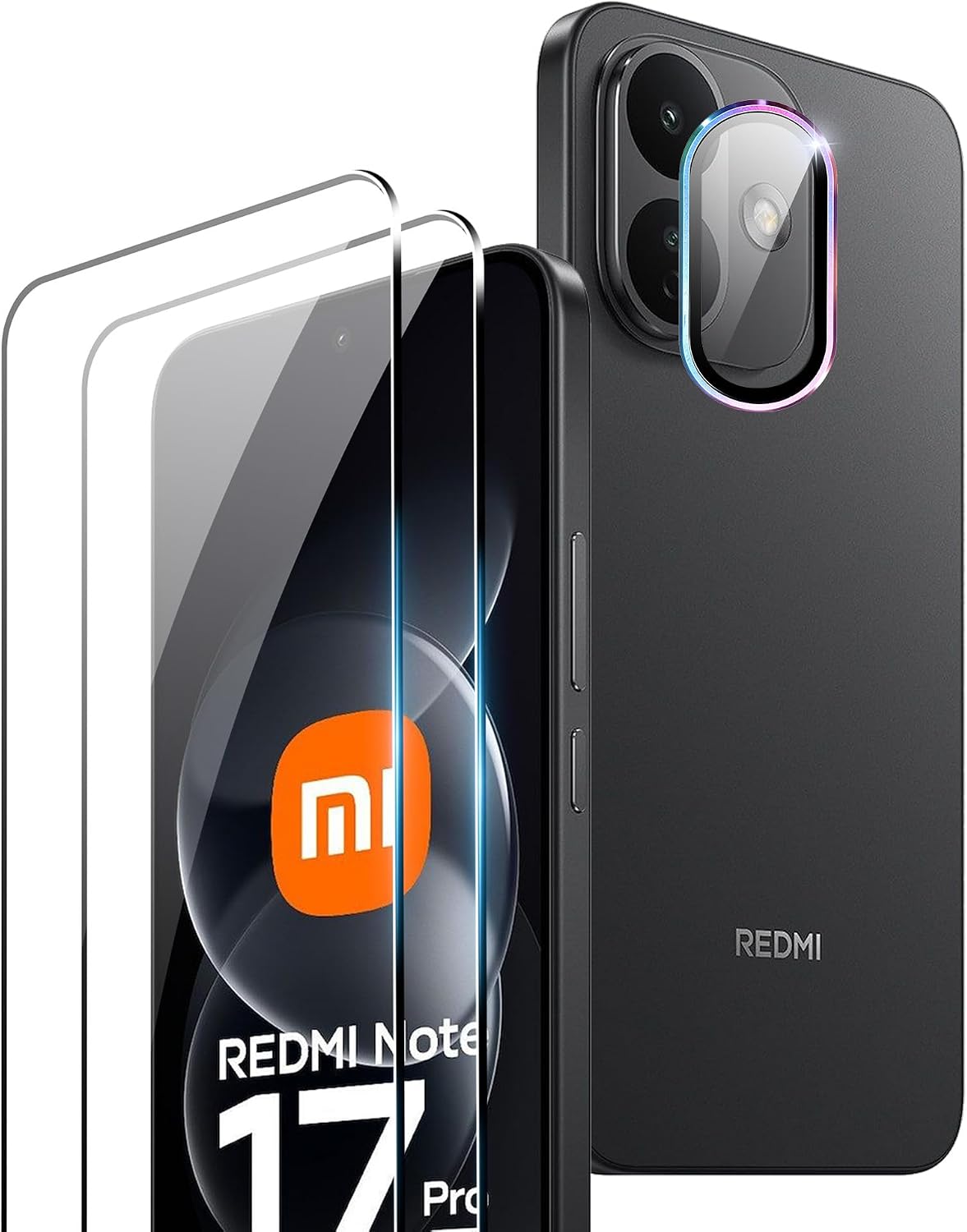 Cristal Templado para Xiaomi Redmi Note 17 Pro 5G,2 Piezas de Vidrio Protector+ película Protectora para cámara,Protector de Pantalla Anti-rayaduras de dureza 9H