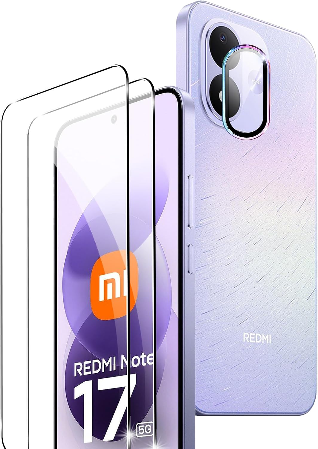 Cristal Templado para Xiaomi Redmi Note 17 4G/5G,2 Piezas de Vidrio Protector+ película Protectora para cámara,Protector de Pantalla Anti-rayaduras de dureza 9H