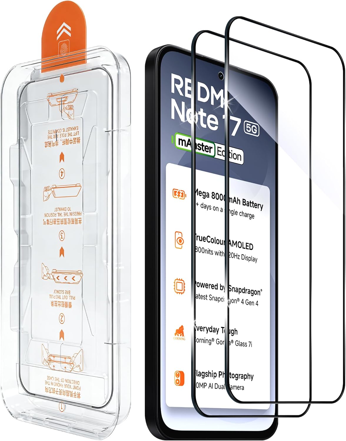 Aerku Protector de Pantalla para Xiaomi Redmi Note 17 5G/4G con Alineador