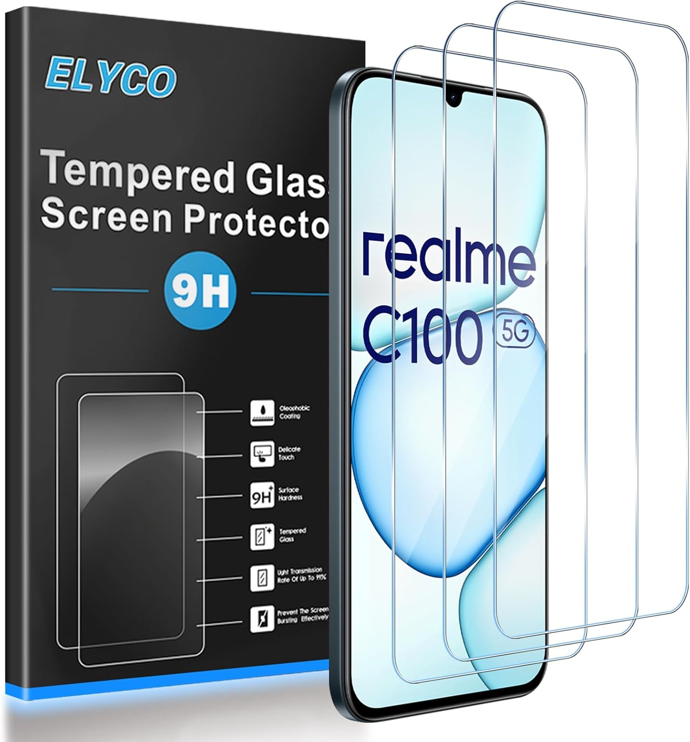 Cristal Templado para Realme C100 5G/Realme P4 lite/P4X 4G, 3 Piezas