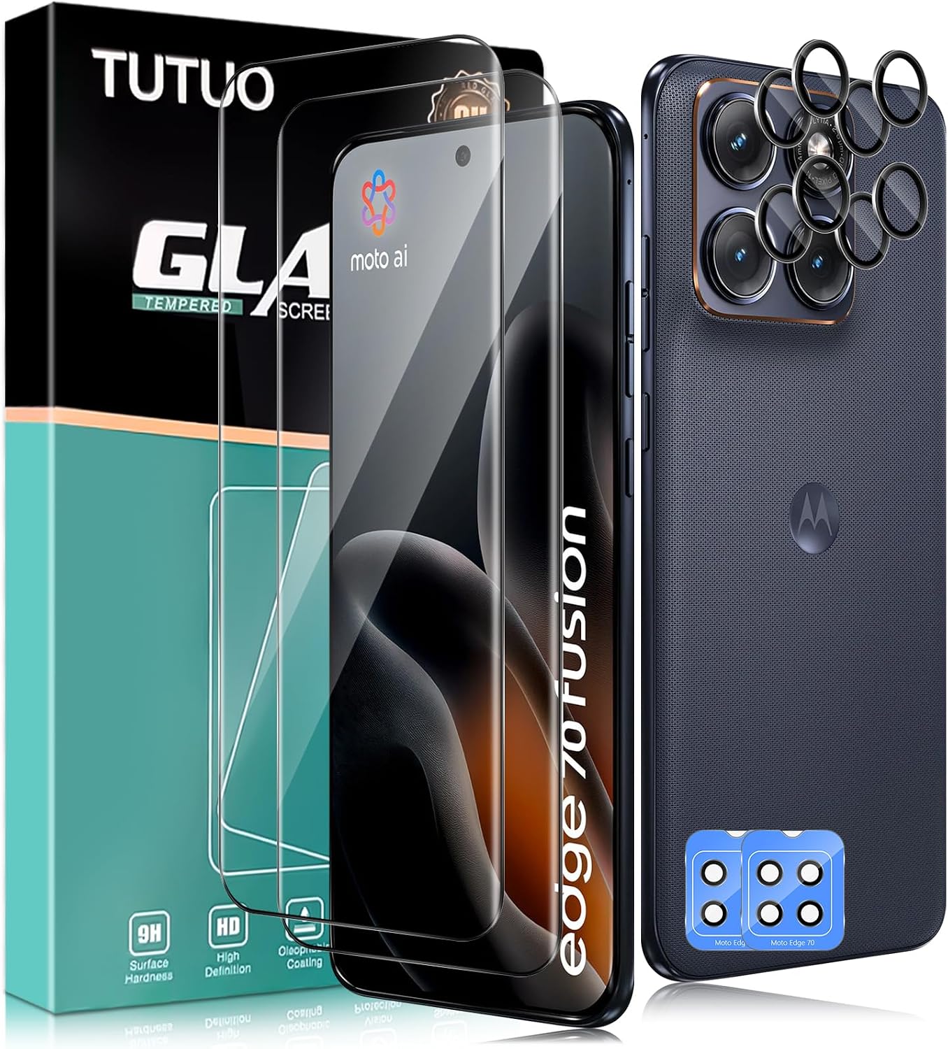 TUTUO React — Protetor de vidro temperado para Motorola Edge 70 Fusion