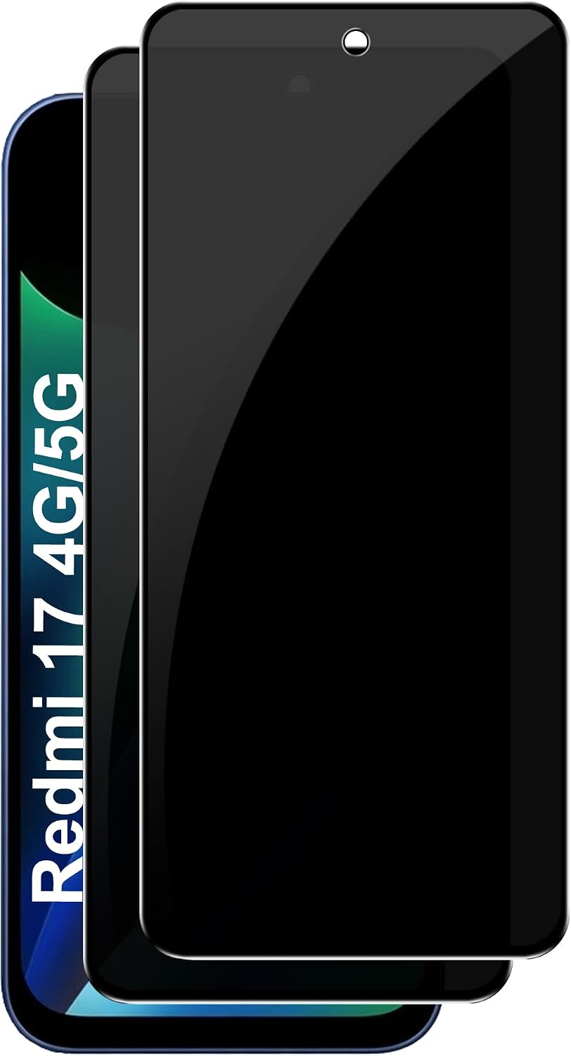 Pantalla de privacidad para Redmi 17 4G/5G,2 piezas de película protectora de vidrio templado anti-mirones, 9H película de privacidad HD