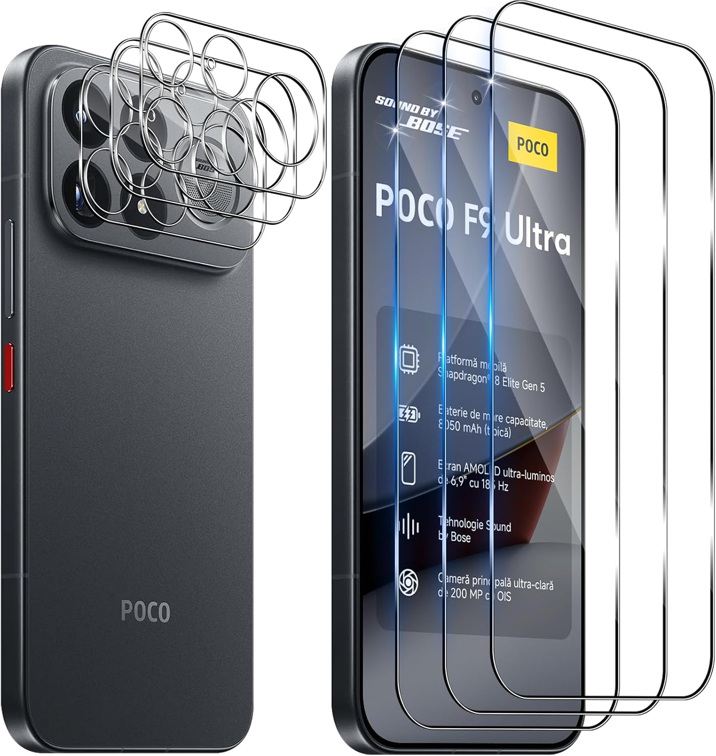 Funrae protetor de vidro temperado para POCO F9 Ultra — transparente