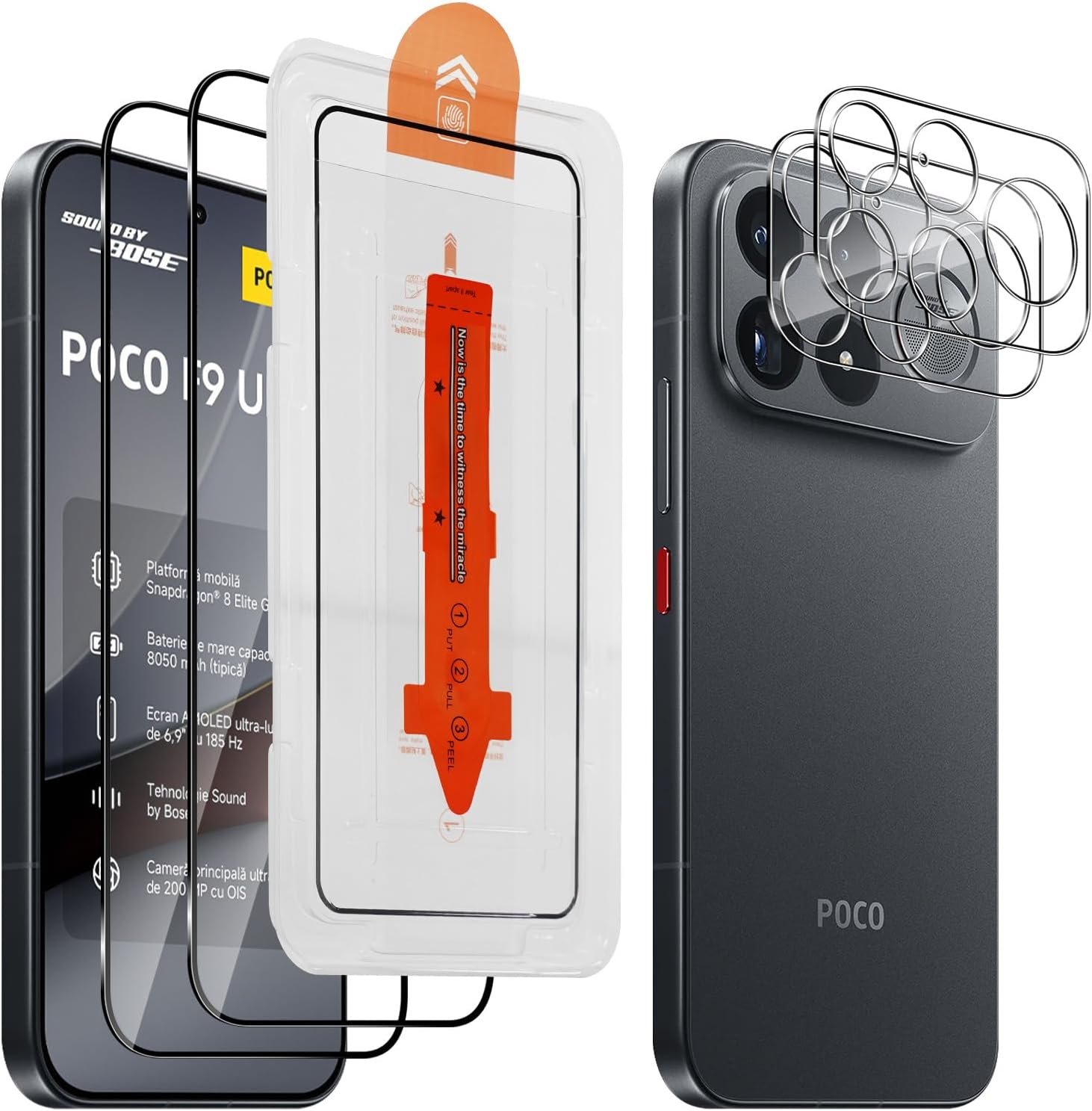 GEEMEE protetor de vidro temperado para POCO F9 Ultra