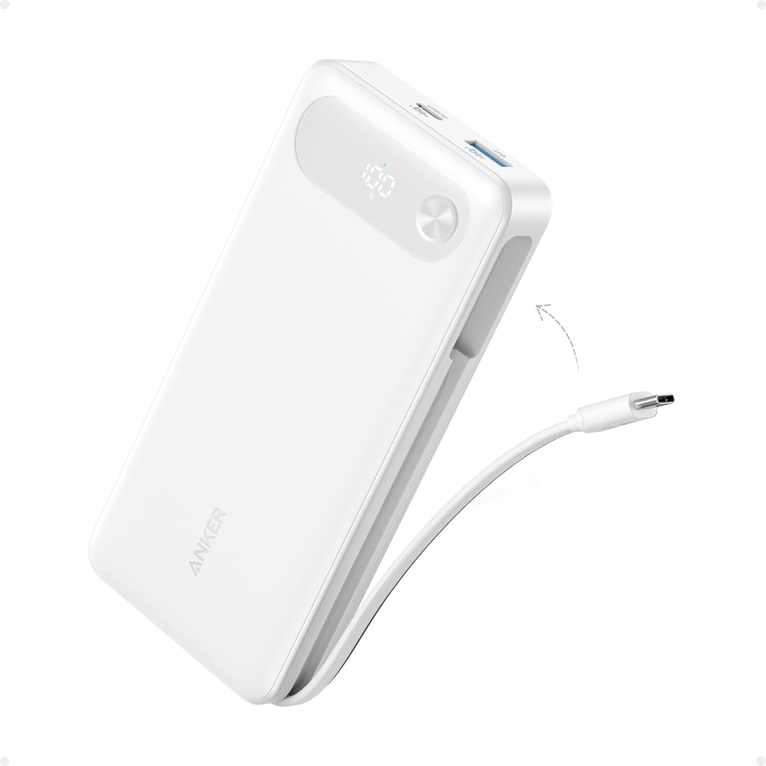 Anker de 20 000 mAh e 87 W com cabo integrado